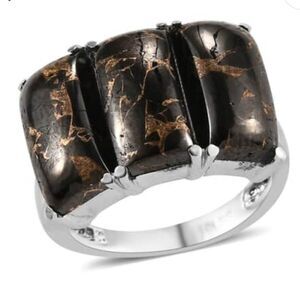 Matrix Silver Shungite Ring in Stainless Steel